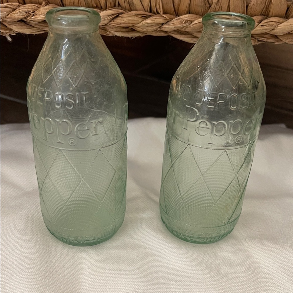 Vintage Glass Vases with Embossed Design